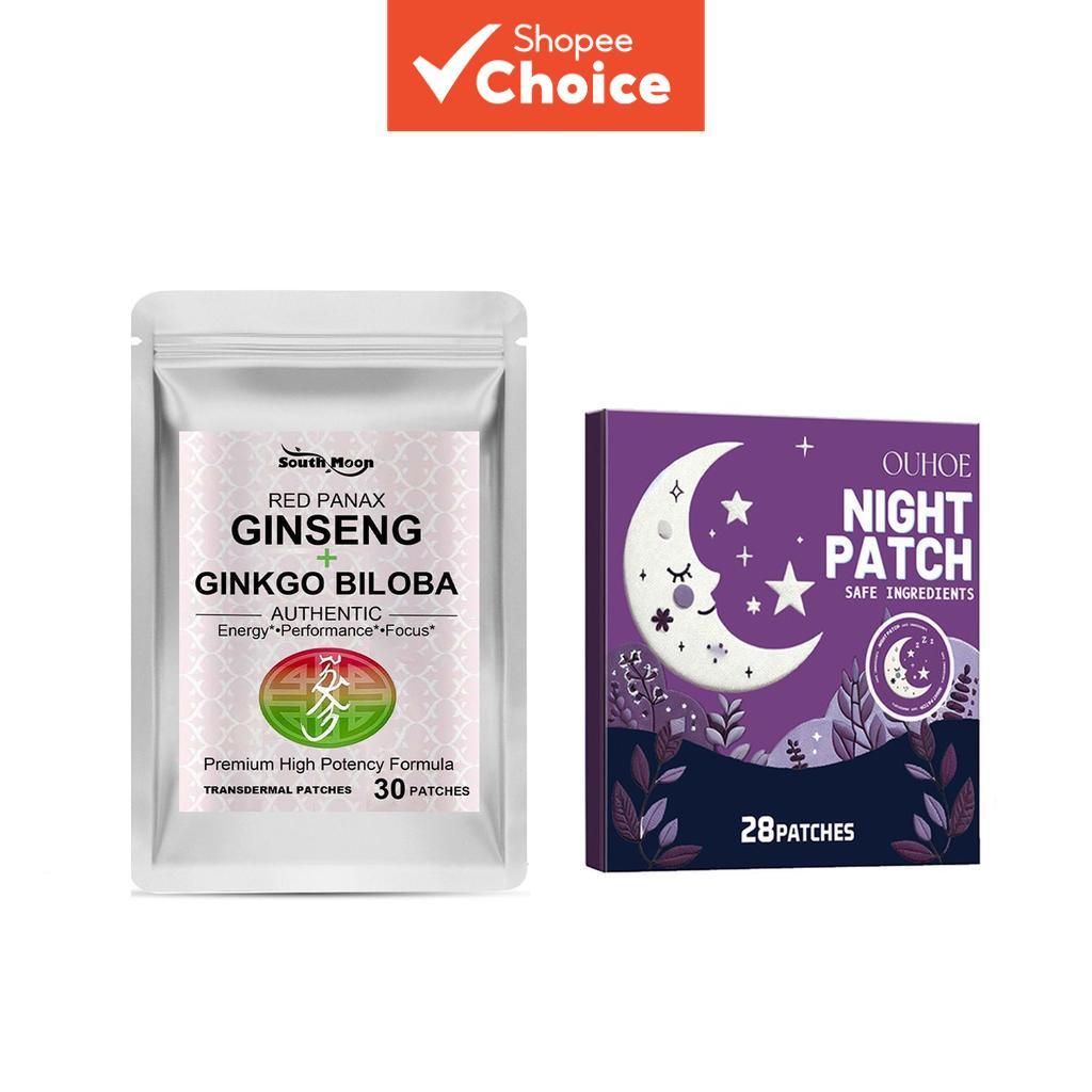 Red Ginseng Ginkgo & Sleep Patches 30 + 28 – Foco De Energia 24 Horas Por Dia , 7 Dias Semana E Suporte Transdérmico Par