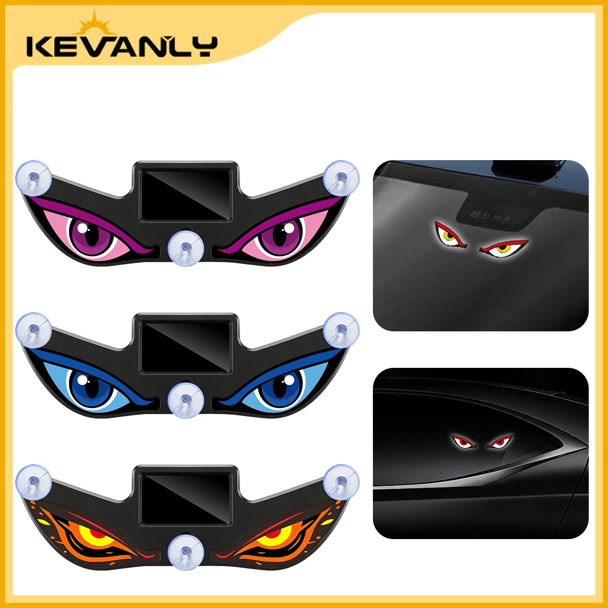 Kevanly Solar Powered LED Devil Eyes Lâmpada Decorativa Dinâmica Para Janela Traseira De Carro