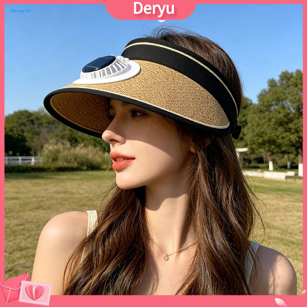 Uv Blocking Sun Hat with Face Protection Solar-powered Fan Straw for Women Men – Extended Brim Full Coverage Adjustabl