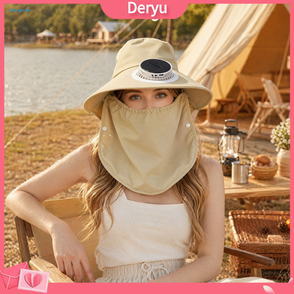 Hiking Sun Hat with Fan Solar Fisherman Face Guard Shawl Solar-powered Built-in Upf 50 Breathable Wide Brim Cap for Outd