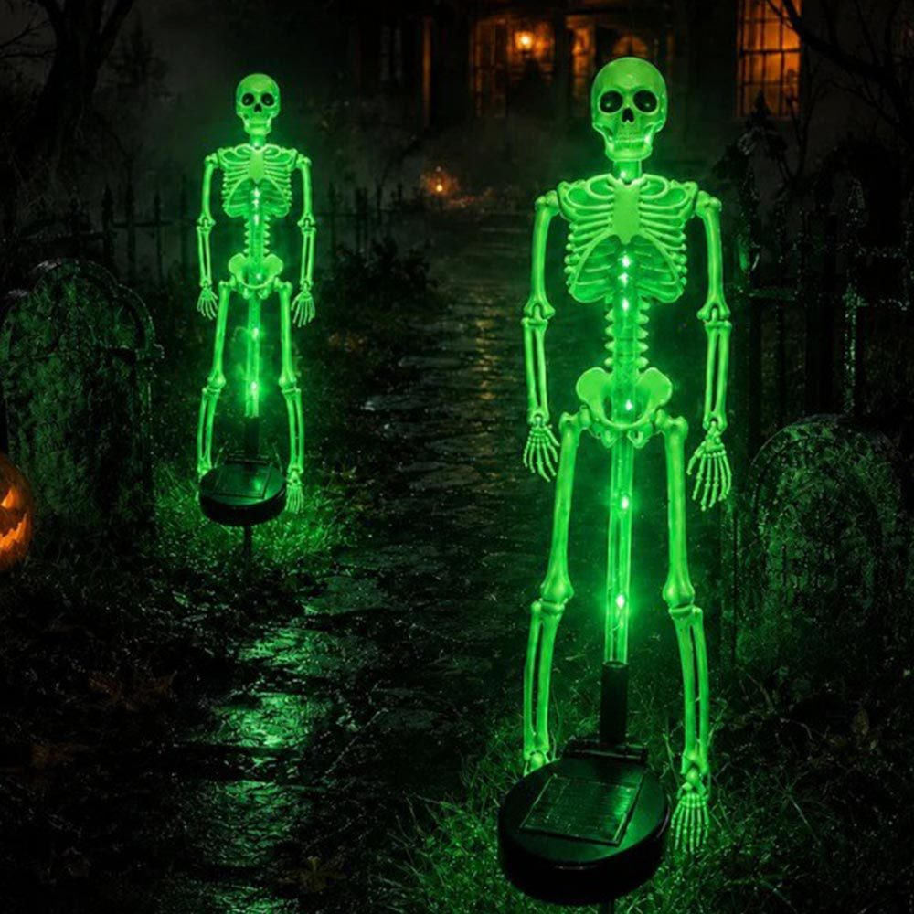 Halloween Skeleton Solar Stake Lights Solar Powered Decor Lamp For Halloween Backyard Party And Yard Decor