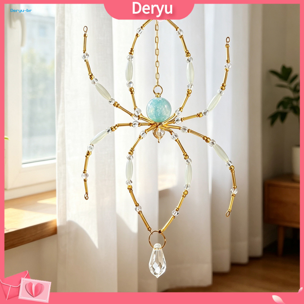Glass Hanging Ornament Faux Spider Sun Catcher Sparkly Beaded for Christmas Tree Window Home Porch Decor for Southeast