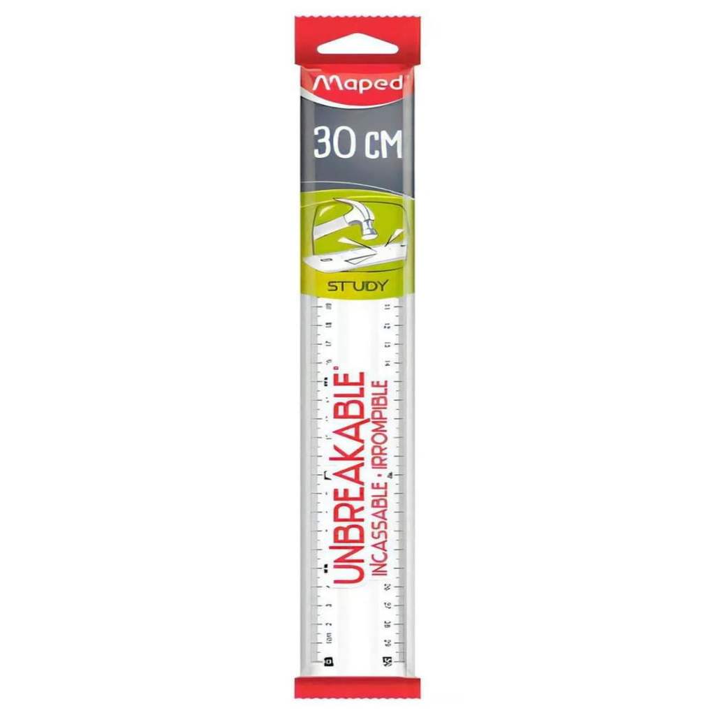 Régua Study Unbreakable Transparente 30cm - Maped