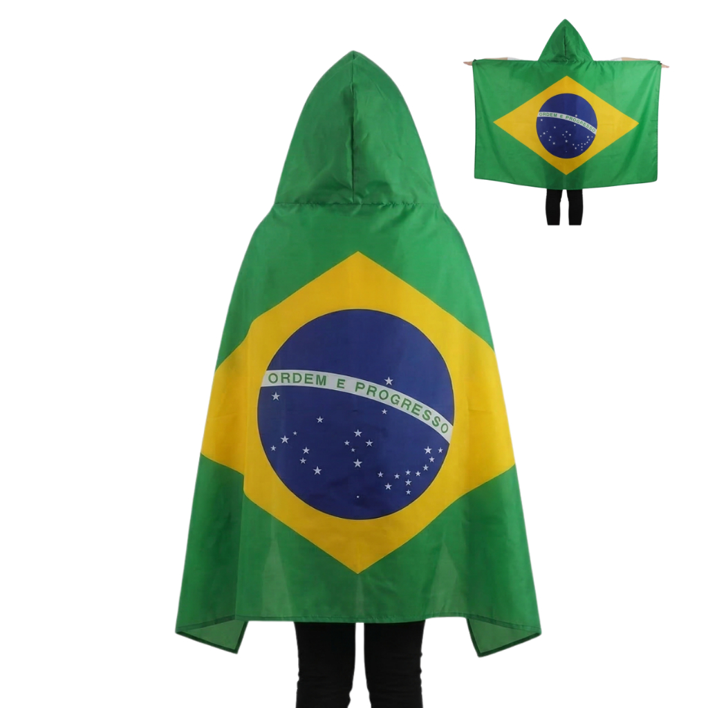 Bandeira Brasil Capa Touca Capuz 90x150cm Torcida Copa Mundo