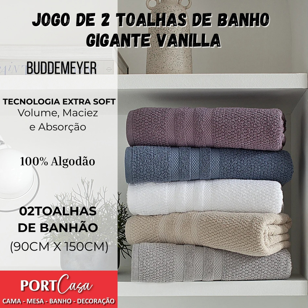 Kit 2 Toalhas de Banho Gigante Vanilla Extra Soft Buddemeyer 90x150cm