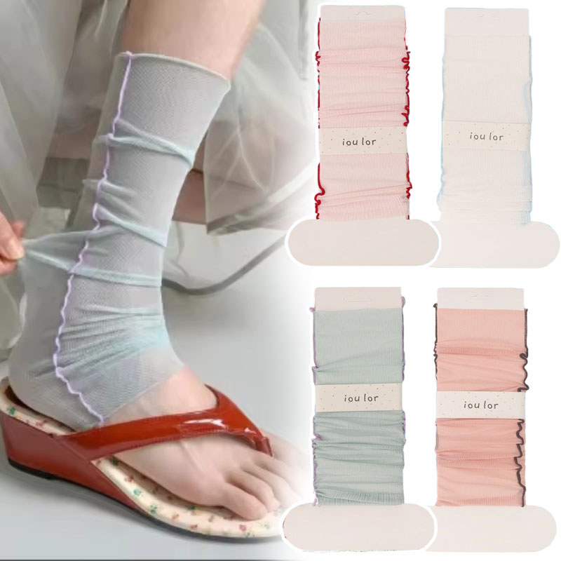 1/3/4 Pares De Meias Leves De Malha – INS Blocking Wave Line Ultrafinas De Verão Capas Da Moda De Panturrilha Capa Para