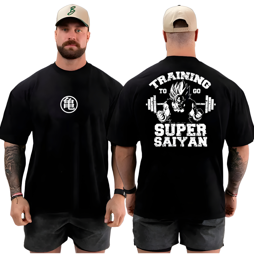 Camiseta Camisa Oversized Top Academia Musculação Treino Super Saiyan 100% Algodão Qualidade