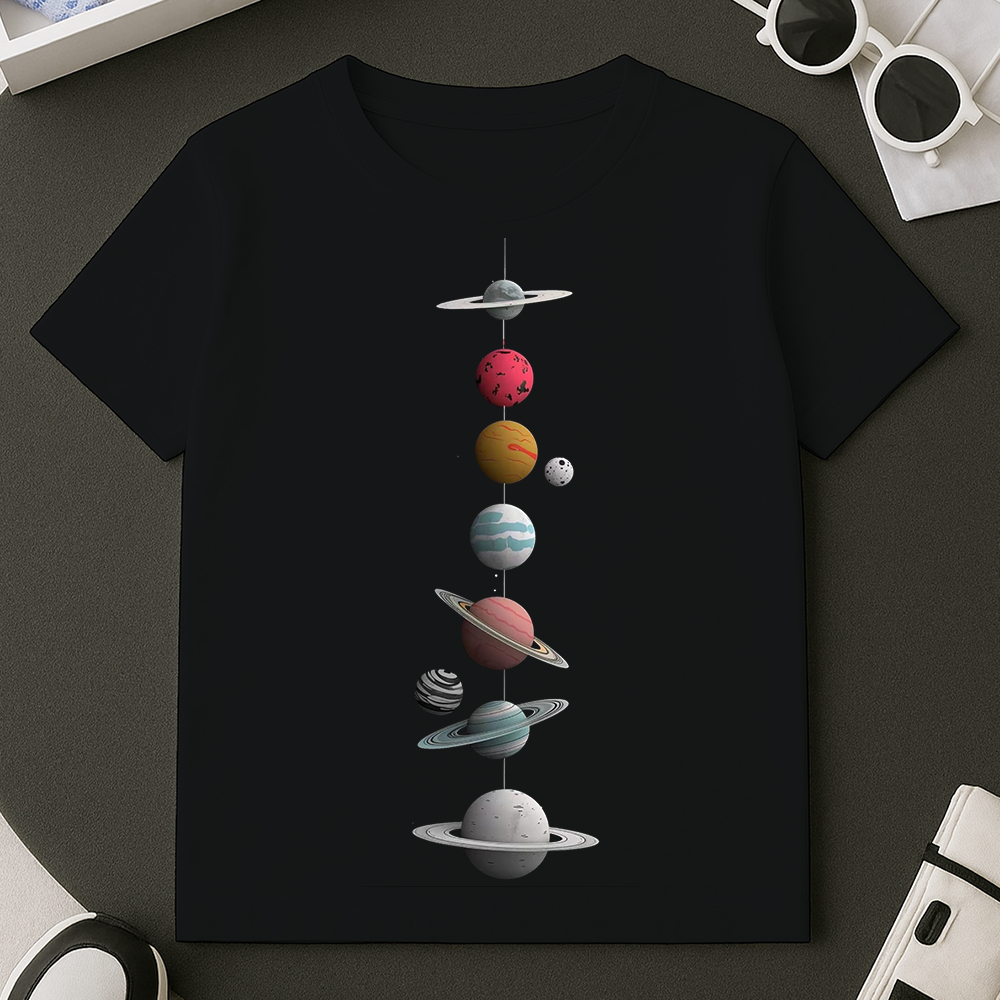 Camisa Masculina Básica Camiseta Alta Qualidade Algodão Estampa Planeta Do Tamanho 2 ao GG