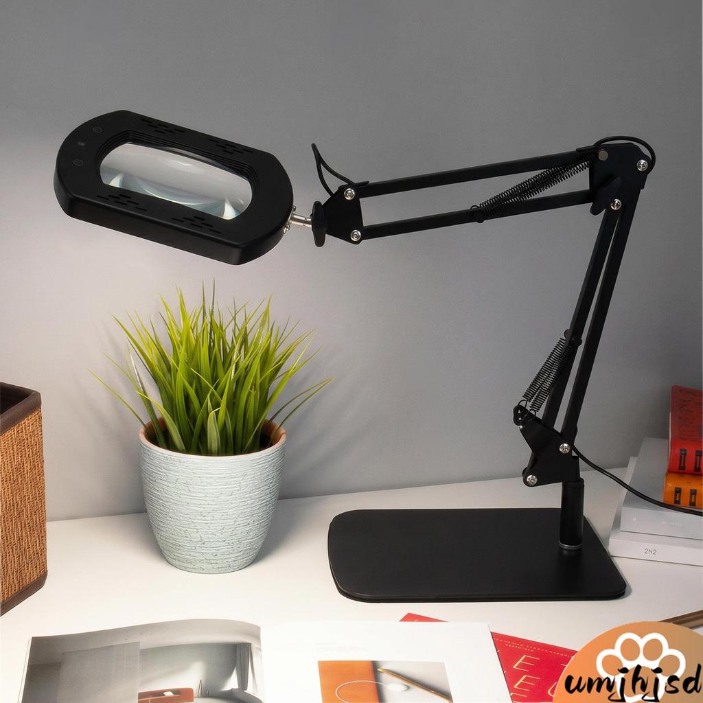 Lupa Iluminada Por LED 15X Com Luz E Suporte Modo De 5 Cores Regulável Para Leitura De Artesanato Hobby Close Work Preto