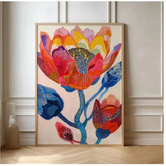Quadro decorativo Retrô pinturas bonitas e vintages abstrata moderno geométrico japão nórdico arte (1 peça)