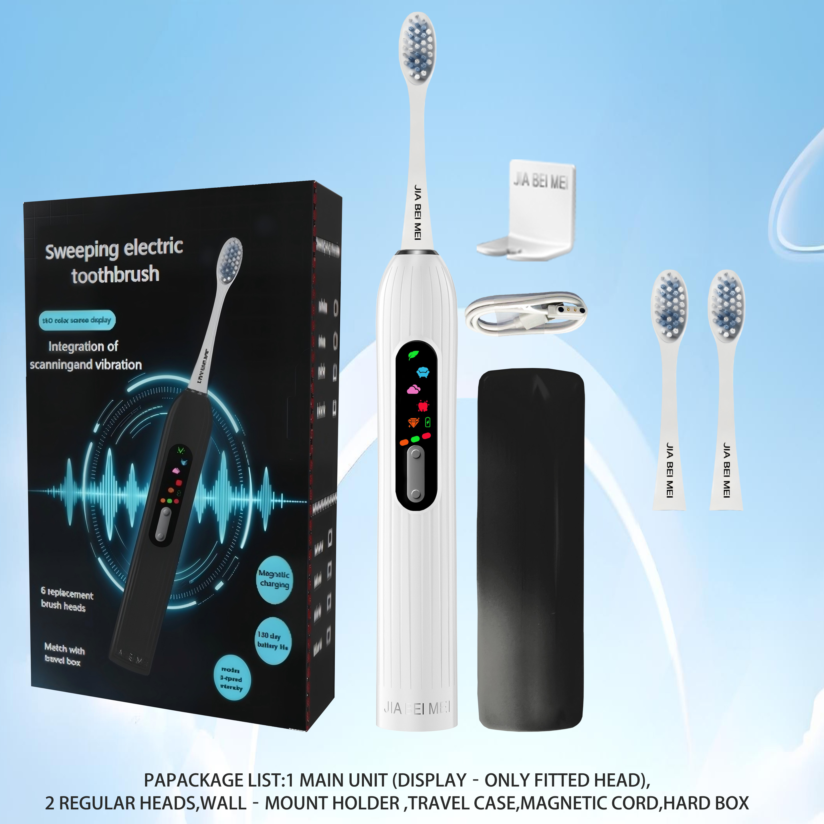 Escova de Dentes Elétrica Sonic Adulto - Corpo Antiderrapante, Cerdas Macias, Design Estiloso, Longa Duração em Standby,