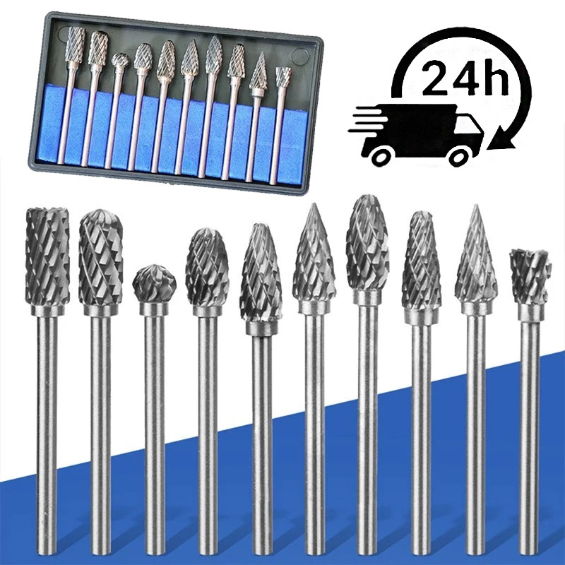 10 Milling Cutter Rotary File Hard Metal Reaming Wood Steel Iron Cylindrical Carboneto De Tungstênio