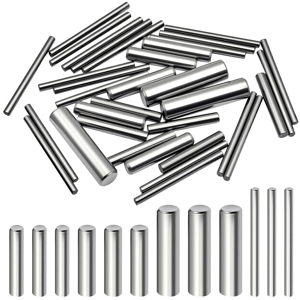50 Pcs 304 Stainless Steel Dowel Pin, 4 Sizes - M2 M3 M4 M6 Cylindrical Shelf Support Peg Pin Rod Fasteners for Metal De