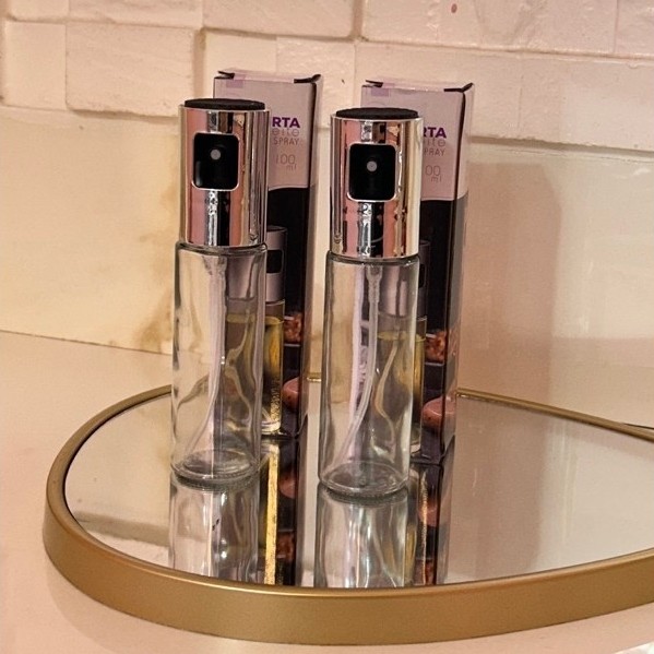Pulverizador de Óleo e Vinagre Vidro Inox 100ml - Praticidade e Saúde na Cozinha - Prata|||Transparente, Cylindrical