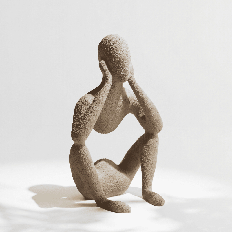 Estátua O Pensador Decorativa Minimalista Enfeite Sala Quarto Escultura Abstrata Moderna Casa Escritorio