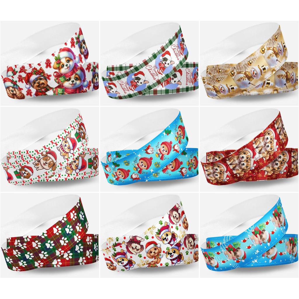 Fita de Cetim Natal 39mm - 10 Metros para Laços Pet