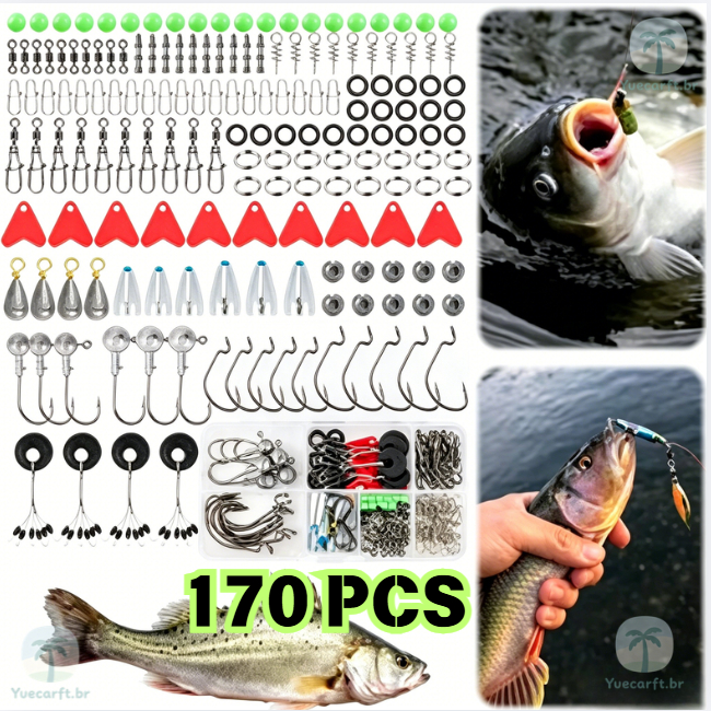 170 Pçs Ferramentas De Pesca Acessórios Kit Conjunto Com Caixa Anzóis Giratórios Chumbadas De Equipamentos Presente