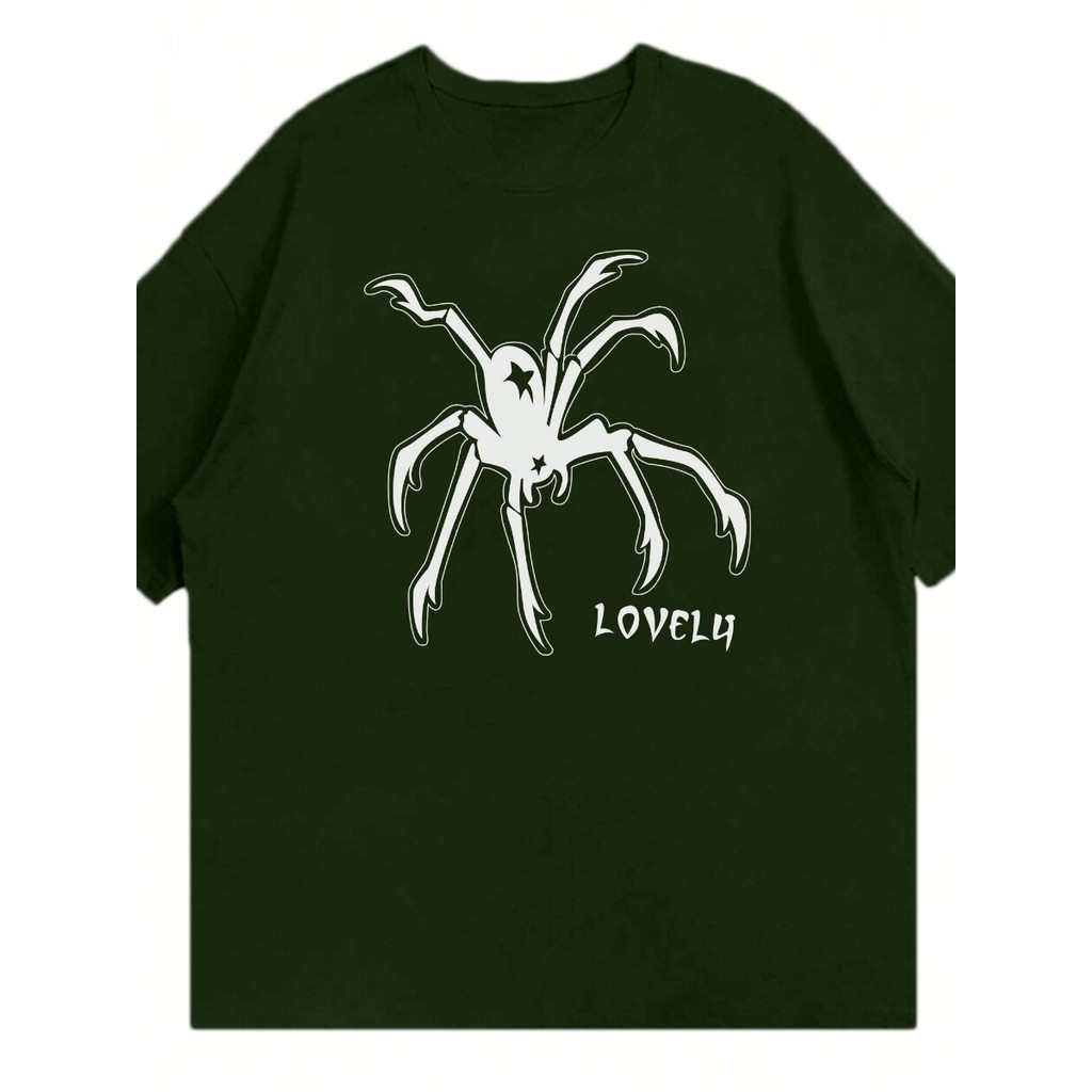 Camiseta Oversized Unissex Tecido Confortável Simples Estampa Lovely Inseto Aranha Spirde-man