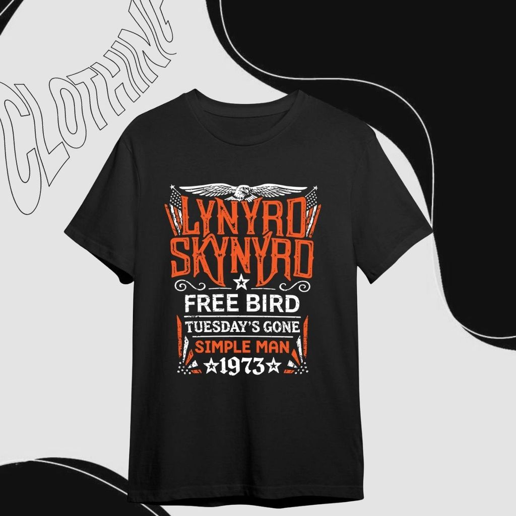 Camiseta Rock Lynyrd Simple Man Southern Skynyrd Tuesday's Gone Free Bird 1973 Estética Retrô Urbana Casual Estilo