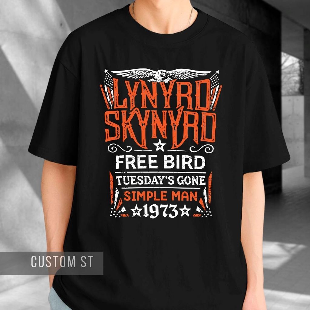 Camiseta Rock Lynyrd Simple Man Southern Skynyrd Tuesday's Gone Free Bird 1973 Estética Retrô Urbana Casual Estilo