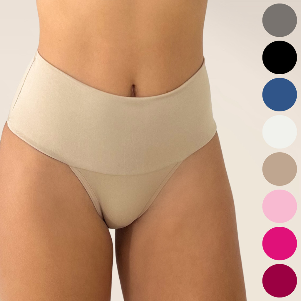 Kit até 10 Calcinhas Cós Alto Duplo Modeladora Segura Barriga Em Cores Sortidas