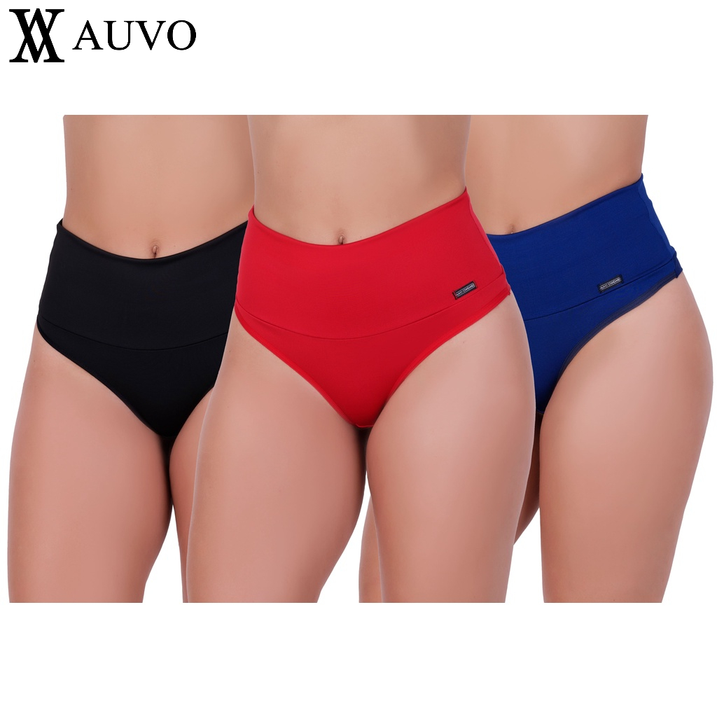 Kit 5 Calcinhas Fitness Cós Alto Fio Duplo Segura Barriga Revenda