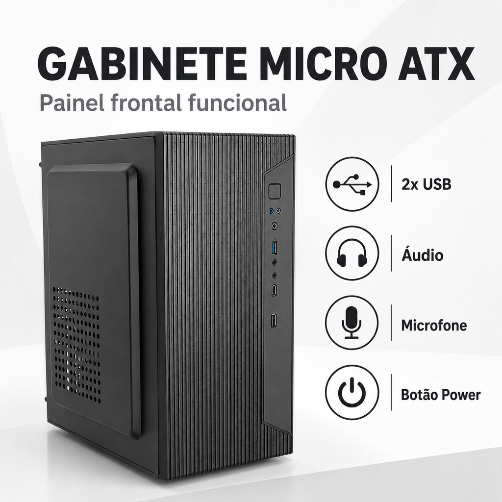 Gabinete Compacto Brazil PC M255 Micro ATX Fone e Mic