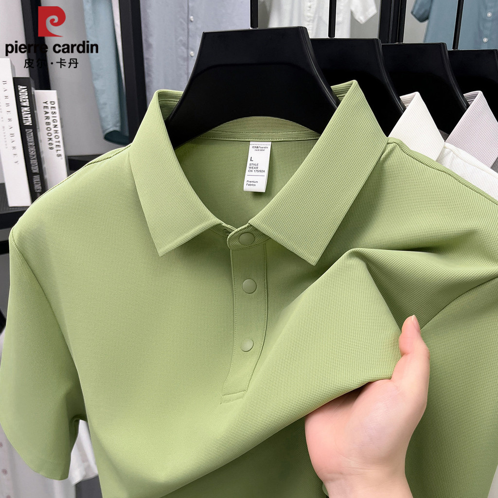 Pierre Cardan High-End sem costura de manga curta camiseta masculina lapela camisa POLO não-ferro marca genuína meia man