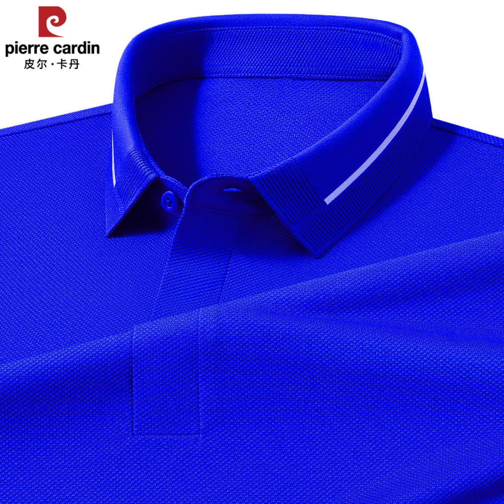 Pierre Cardinen Klein Azul High-End Camiseta de Manga Curta Masculina Lapela Camisa POLO Azul Marca Camiseta de Meia Man