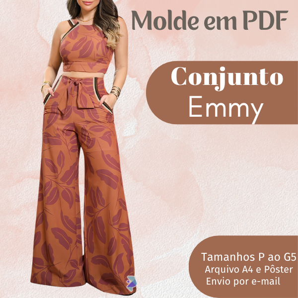 MOLDE EM PDF CONJUNTO CROPPE E PANTALONA EMMY