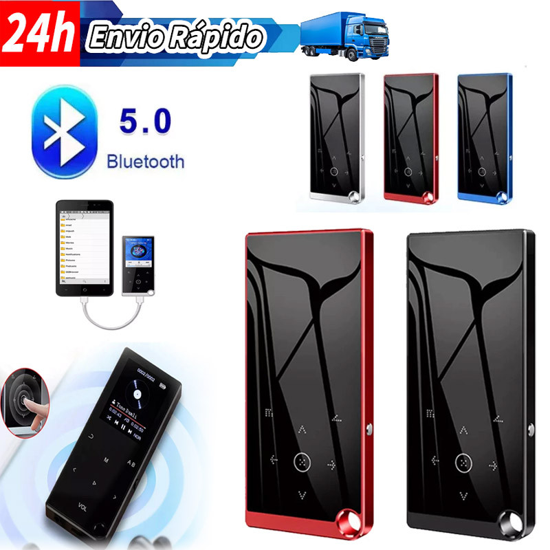 Leitor De Música Bluetooth Com Alto-falante Mp3 Mp4 Fm 8g Cor Preto