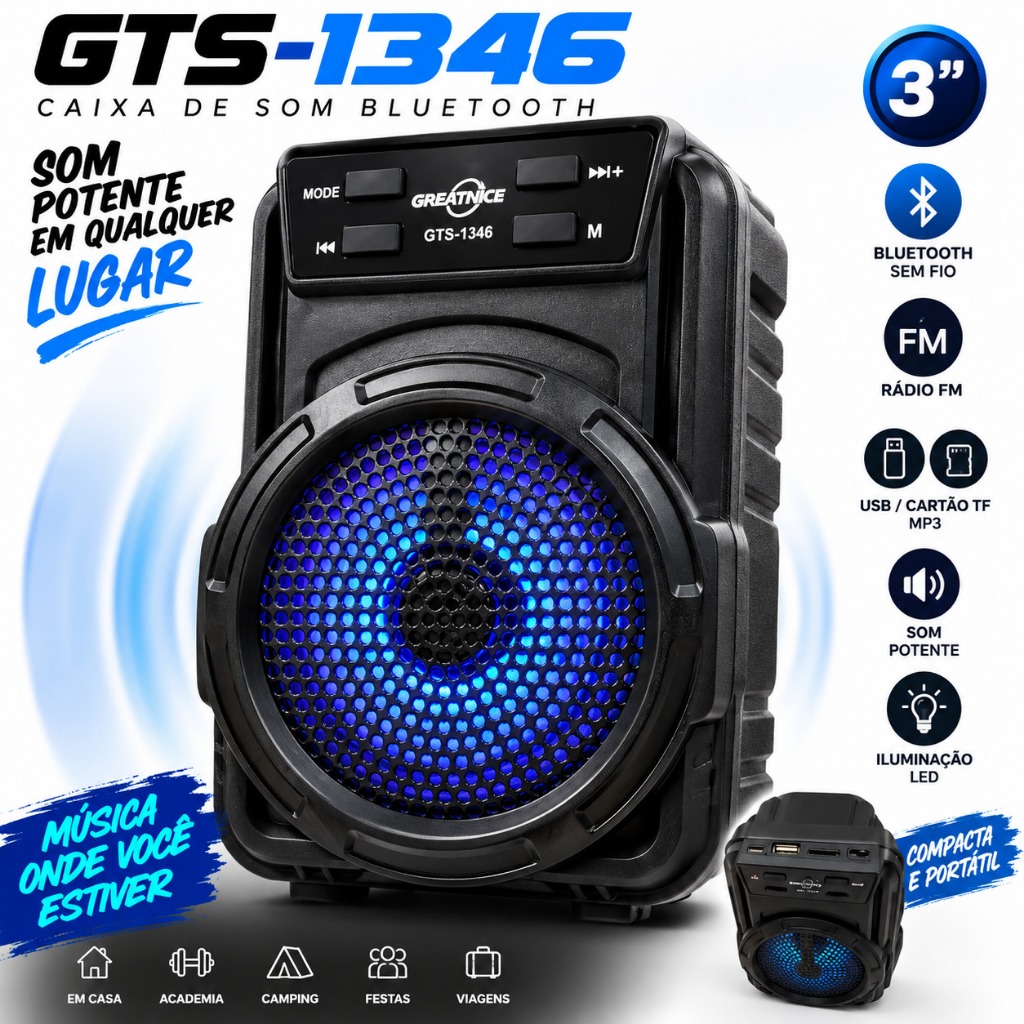 Caixa de Som Bluetooth GTS-1346 3