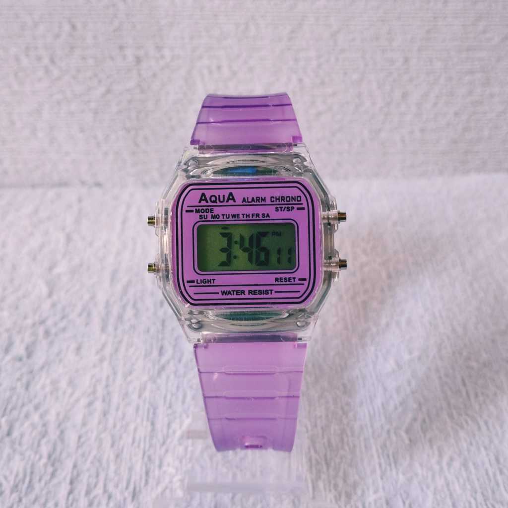 Relógio Digital Aqua Unissex Adulto e Infantil Pulseira de Silicone Color Transparente Original A Prova D'água 30 Metros