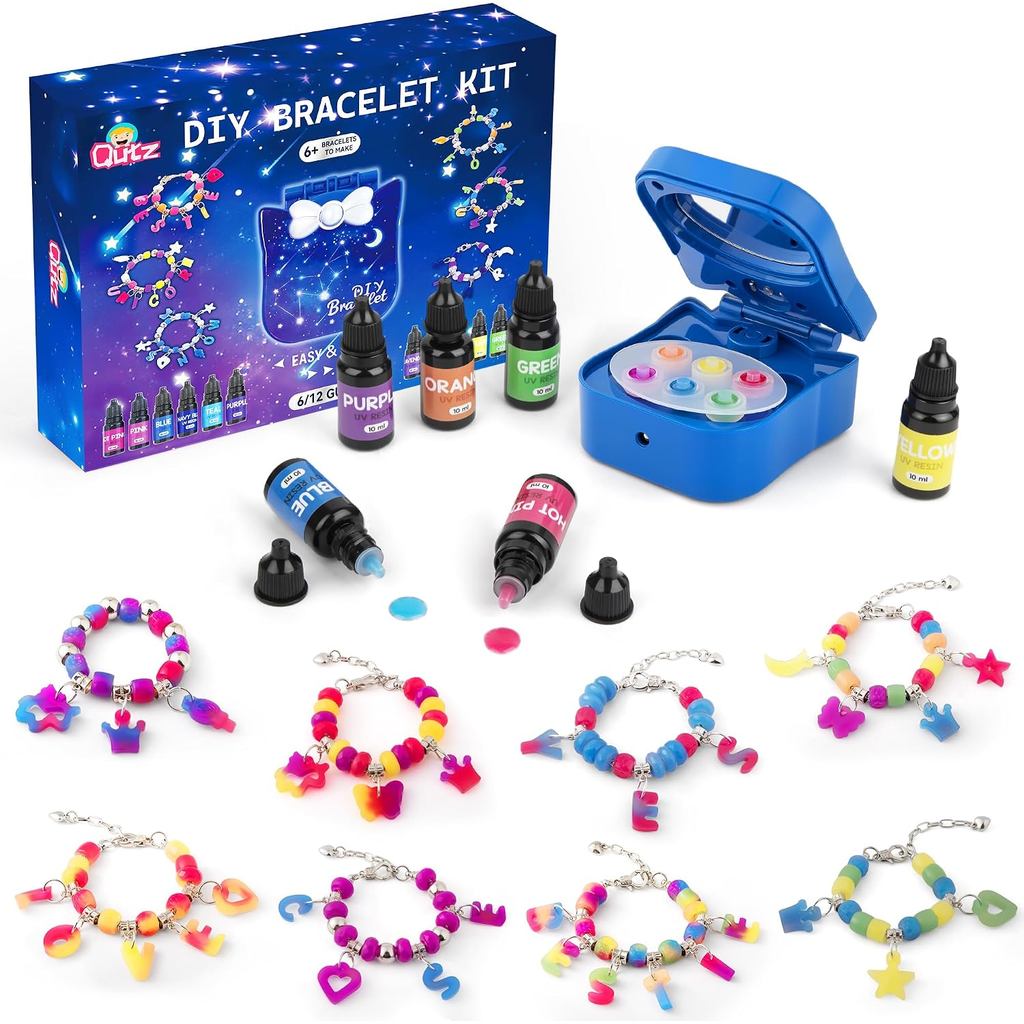 QuTZ Bracelet Making Kit, Resin Jewelry Making Kit, Making Your Own Beads and Charms with the UV Resins and Curing Stati