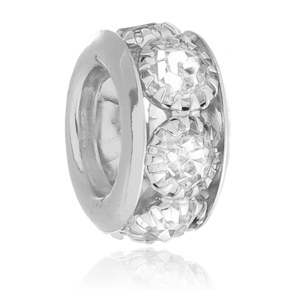 Berloque Separador Strass Cristal Banhado a Prata 925