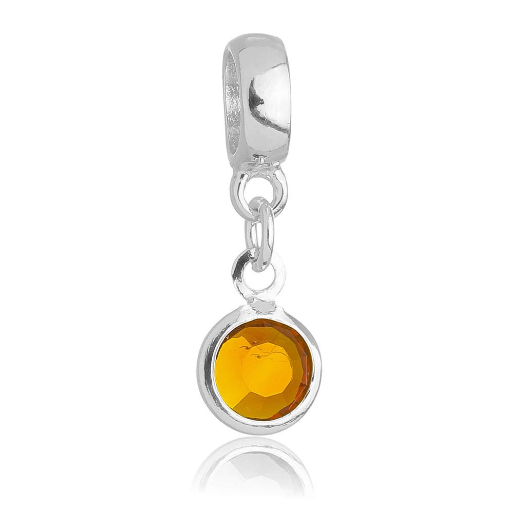 Berloque Cristal Marrom Banhado a Prata 925
