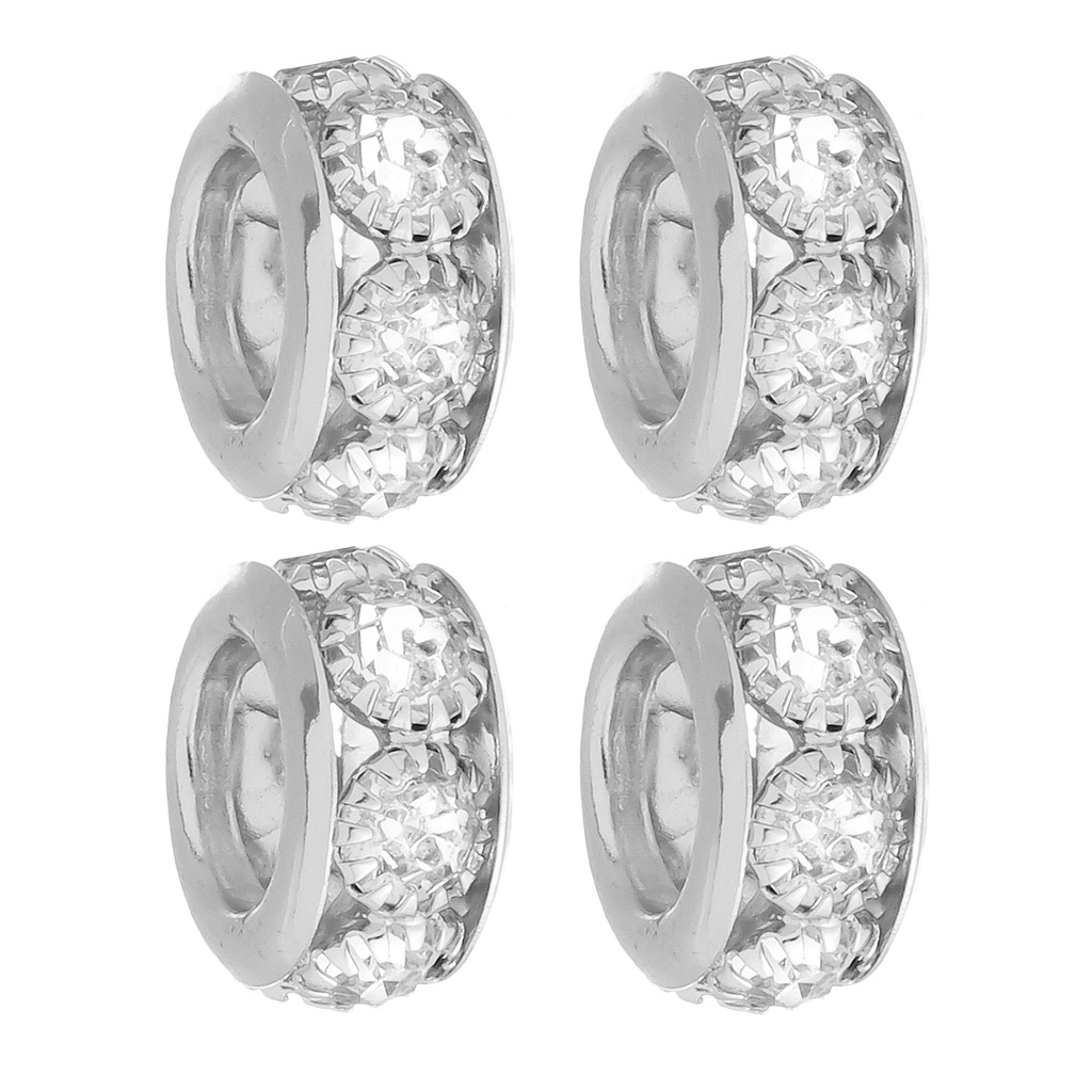 Kit 4 Berloques Separadores Strass Cristal Banhado a Prata 925