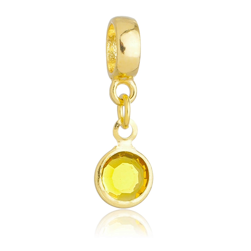 Berloque Cristal Amarelo Banhado a Ouro 18k