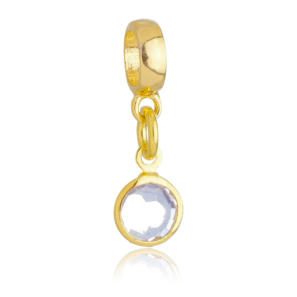 Berloque Cristal Transparente Banhado a Ouro 18k