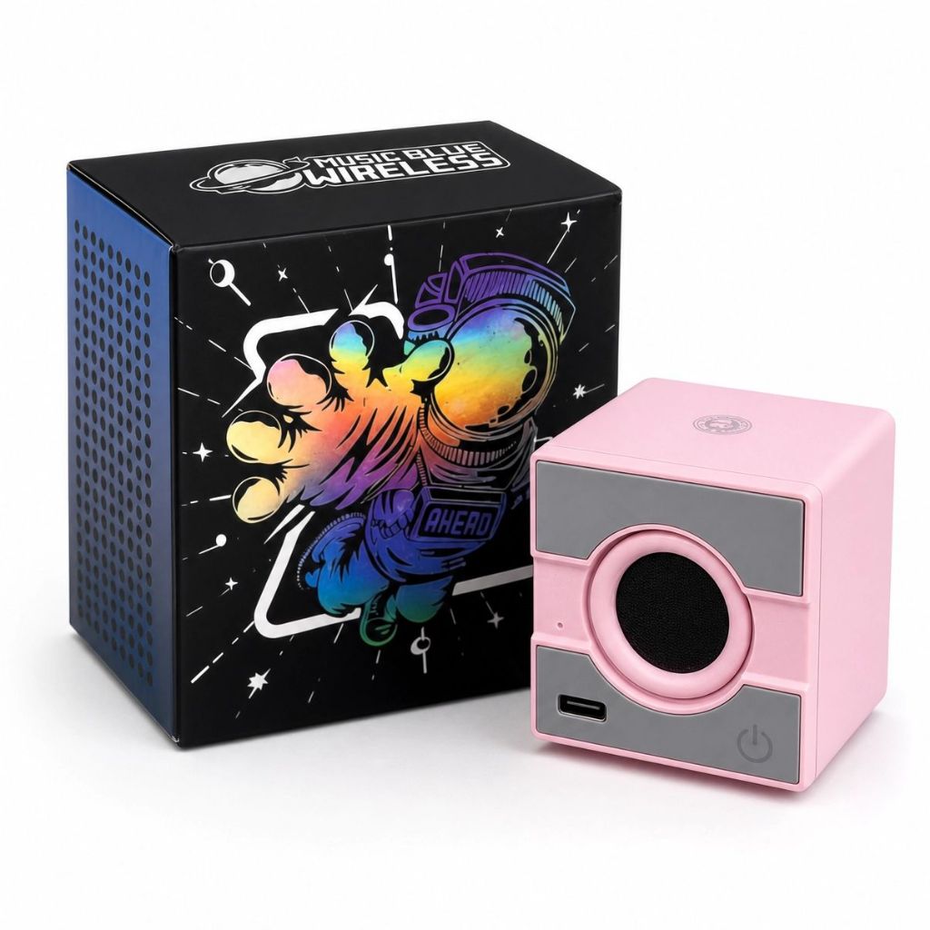 Mini Caixa de Som Bluetooth 5.0 Portátil Graves Potentes Recarregável Music Blue Wireless Rosa