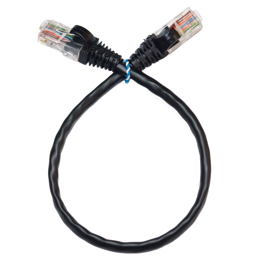 Kit 200 Un. Cabo Para Internet Cat5e Rj45 - 20 Cm Preto