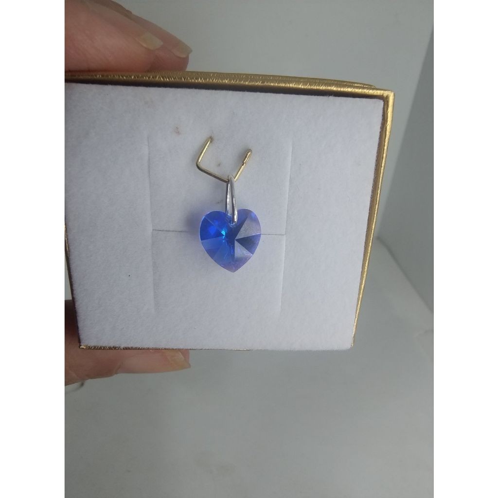 Pingente Cristal austríaco Sapphire Boreal 1,0 cm em Prata