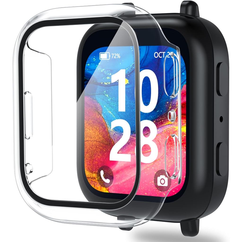 ottpluscase 1 Pack Clear Case for Bark Watch Screen Protector with 9H Tempered Glass for Kids, Overall Protective Touch