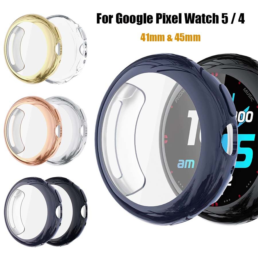 Capa De TPU Macia Para Google Pixel Watch 5 45mm 41mm Completa Protetor De Tela De Smartwatch Relógio Inteligente 4 + Pe