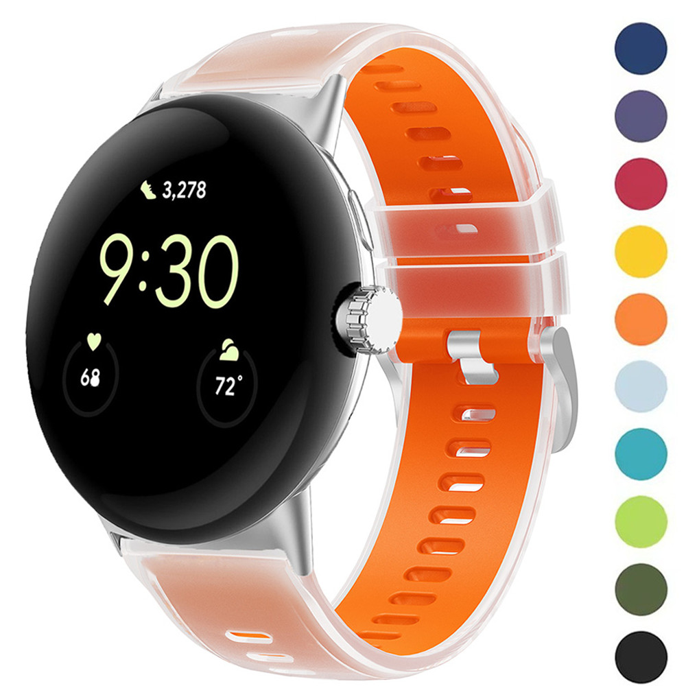 Pulseira De Silicone Transparente De Duas Cores Gelatinosa Compatível Com Google Pixel Watch 5 4 3 45 Mm