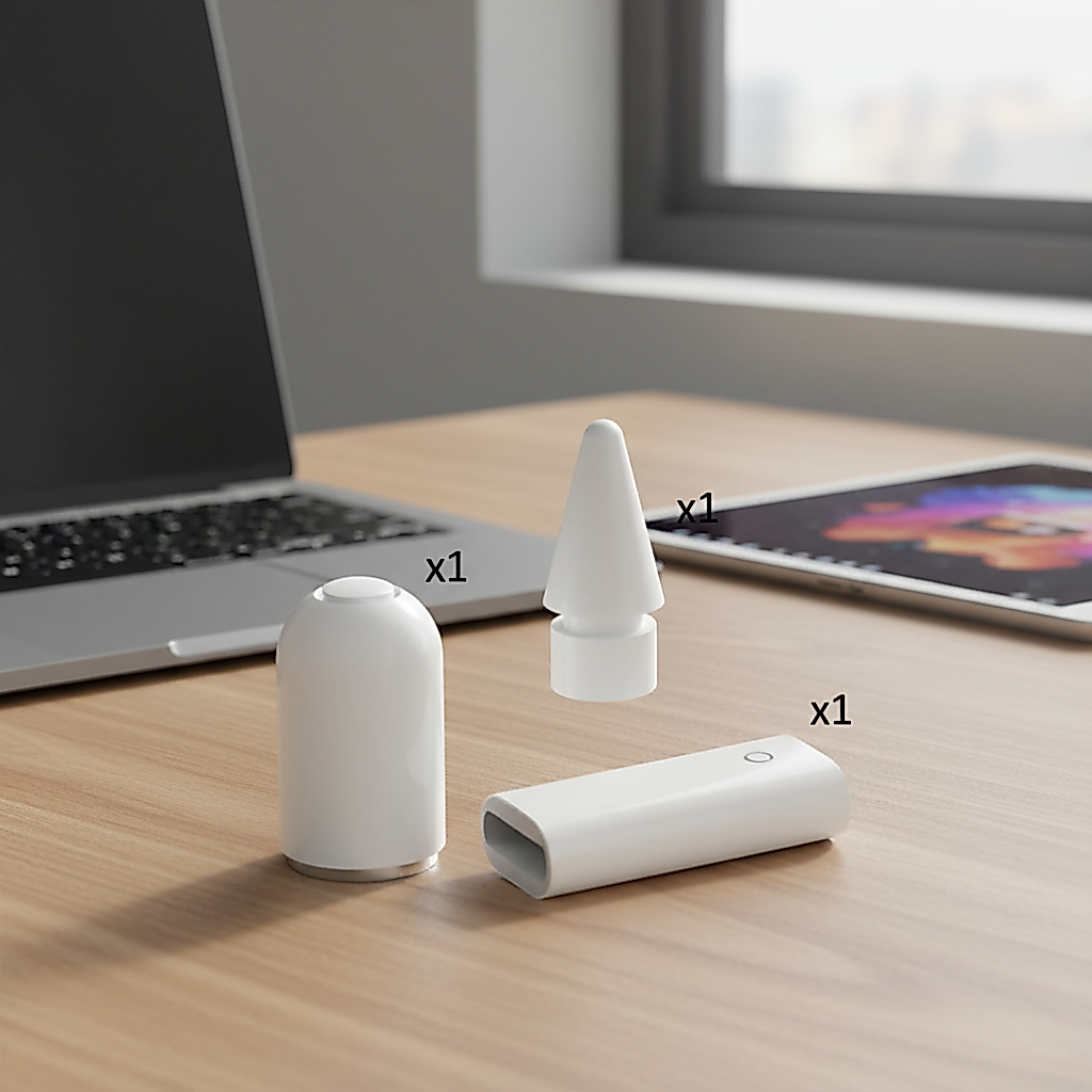 Kit de Reposição Apple Pencil 1/2 - Pontas Extras, Adaptador Carregador & Tampa Magnética (3 em 1)