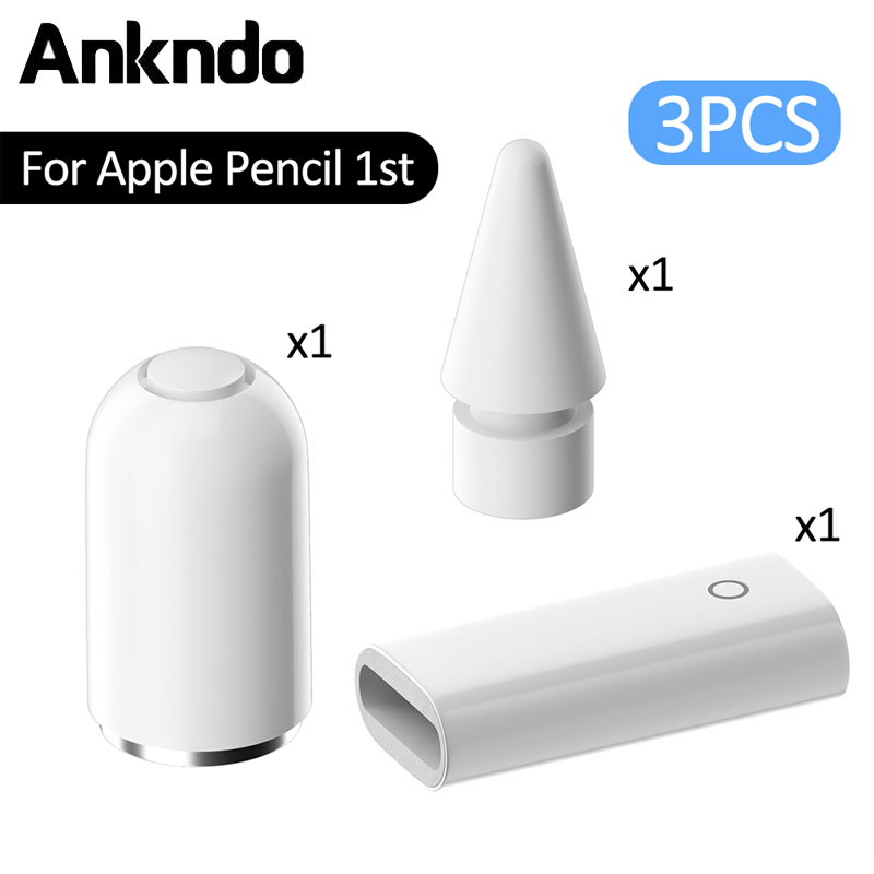Novo Kit de Substituição para Apple Pencil Stylus 1/2 - Pontas Sobressalentes, Adaptador de Carregador e Tampa Magnética