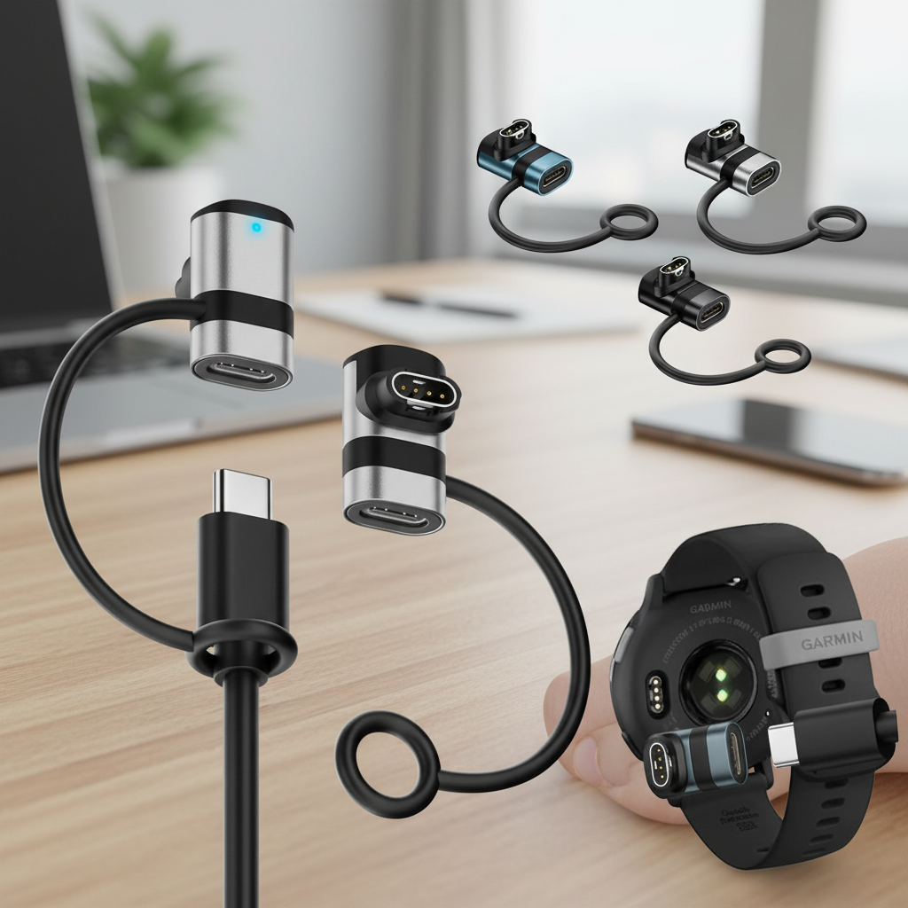 Fonken Adaptador Tipo-C para Relógio Garmin com Indicador LED Magnético para Série Garmin Watch
