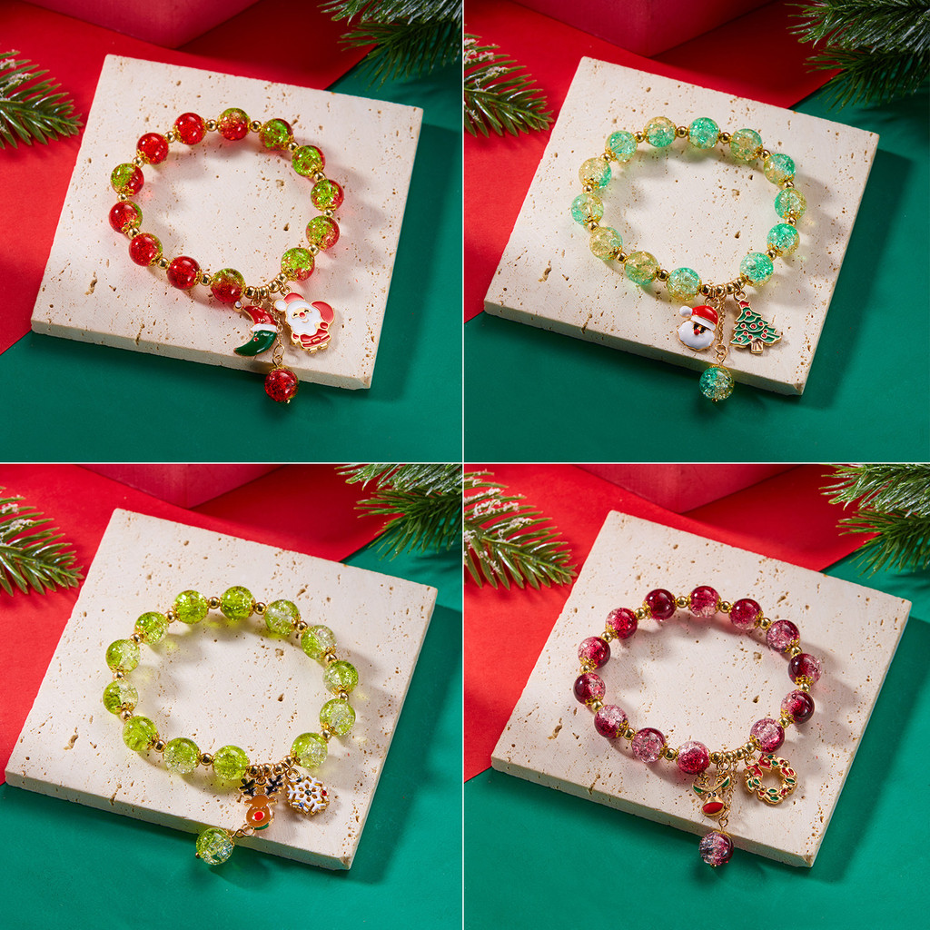 Natal frisado pulseira dos desenhos animados natal lua velho Elk guirlanda pingente Popular pulseira de cristal