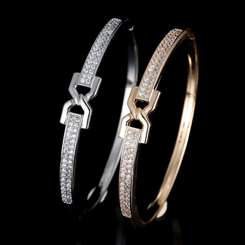 Estoque pronto moda luz luxo incrustado zircônio pulseira venda quente High-End sentimento Popular simples único All-Mat